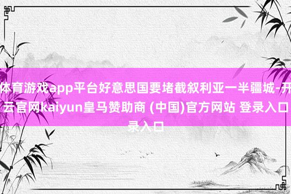 体育游戏app平台好意思国要堵截叙利亚一半疆城-开云官网kaiyun皇马赞助商 (中国)官方网站 登录入口