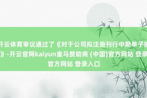 开云体育审议通过了《对于公司拟注册刊行中期单子的议案》-开云官网kaiyun皇马赞助商 (中国)官方网站 登录入口